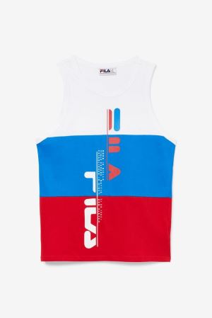 FILA Alf Tank Vests Blue / White / Red,Mens Clothing | CA.XMOPNV748